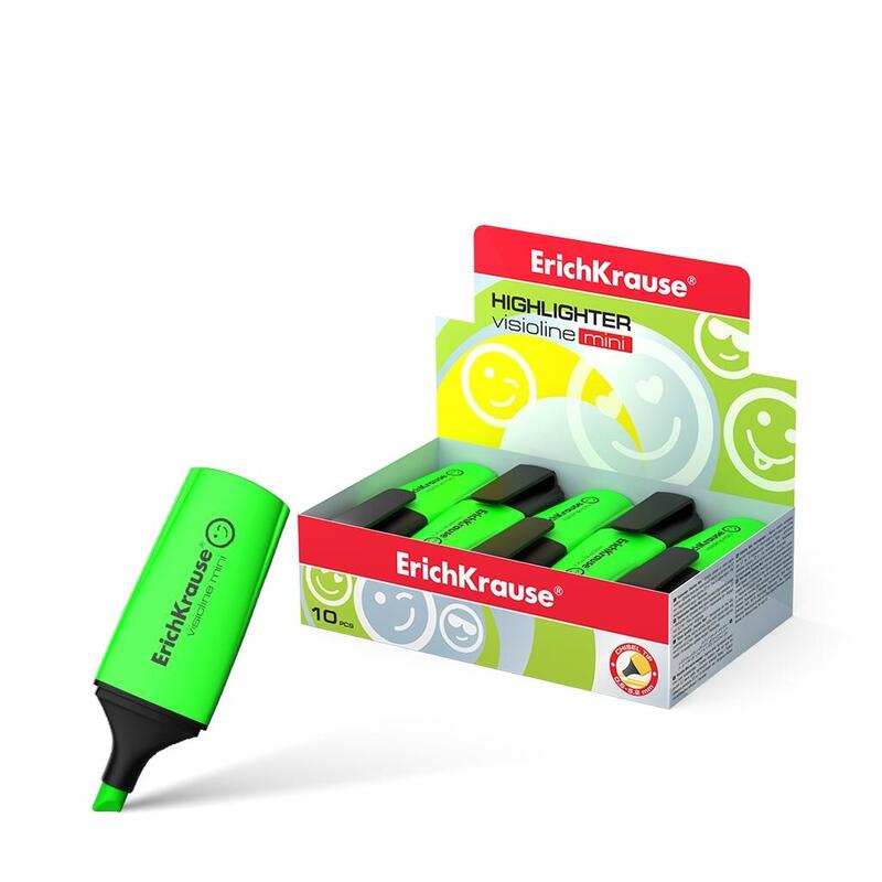 Pack De 10 Unidades Erichkrause Visioline Mini - Miniformato Fluorescente - Emoticonos Divertidos - Verde