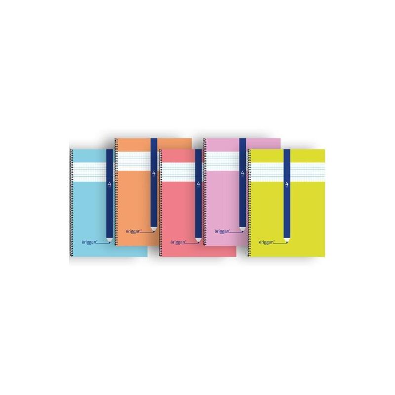 Pack De 10 Unidades Eriggan Cuaderno Espiral Folio 80h 70gr 4mm Tapa Cartoncillo C/Surtidos