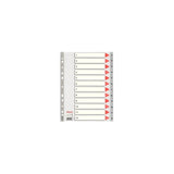 Pack De 10 Unidades Esselte Índice Numérico Multitaladro Separador 1-12 Polipropileno A4 Gris Con Carátula Índice Cartón Color