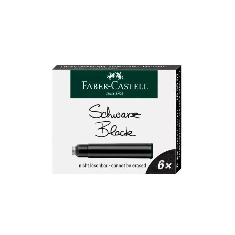 Pack De 10 Unidades Faber Castell Estuche 6 Cartuchos De Tinta Estándar Negro