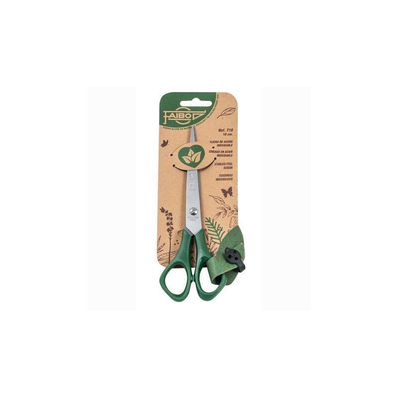 Pack De 10 Unidades Faibo Tijeras Oficina 16cm Simétricas Mango De Plástico Verde Oscuro