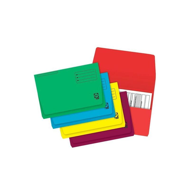 Pack De 10 Unidades Gio Subcarpeta Pocket Con Bolsa Y Solapa Folio Cartulina 320gr C/Intensos Surtidos