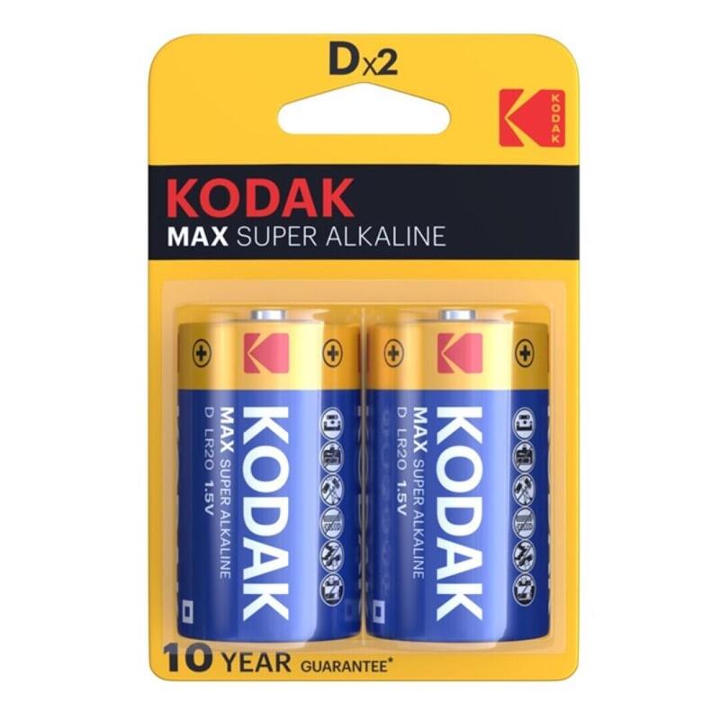 Pack De 10 Unidades Kodak Max Pila Alcalina D Lr20 Blister*2 10 Uds