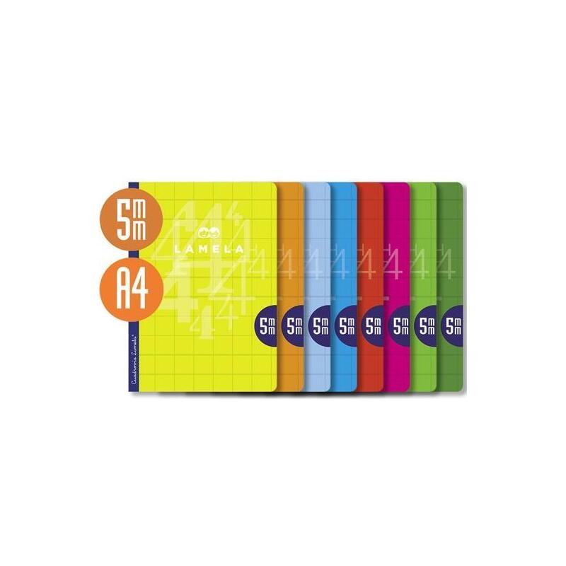 Pack De 10 Unidades Lamela Libreta Grapada 50h A4 90gr Cuadrovía 5mm Cubierta Básica C/Surtidos