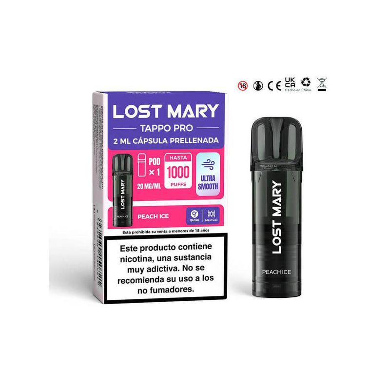 Pack De 10 Unidades Lost Mary Tappo Pro 2mlx1 2% Peach Ice