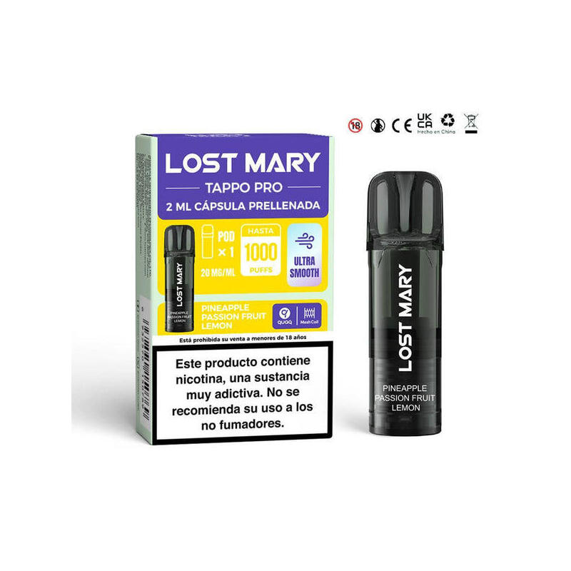 Pack De 10 Unidades Lost Mary Tappo Pro 2mlx1 2% Pineapple Passion Fruit Lemon
