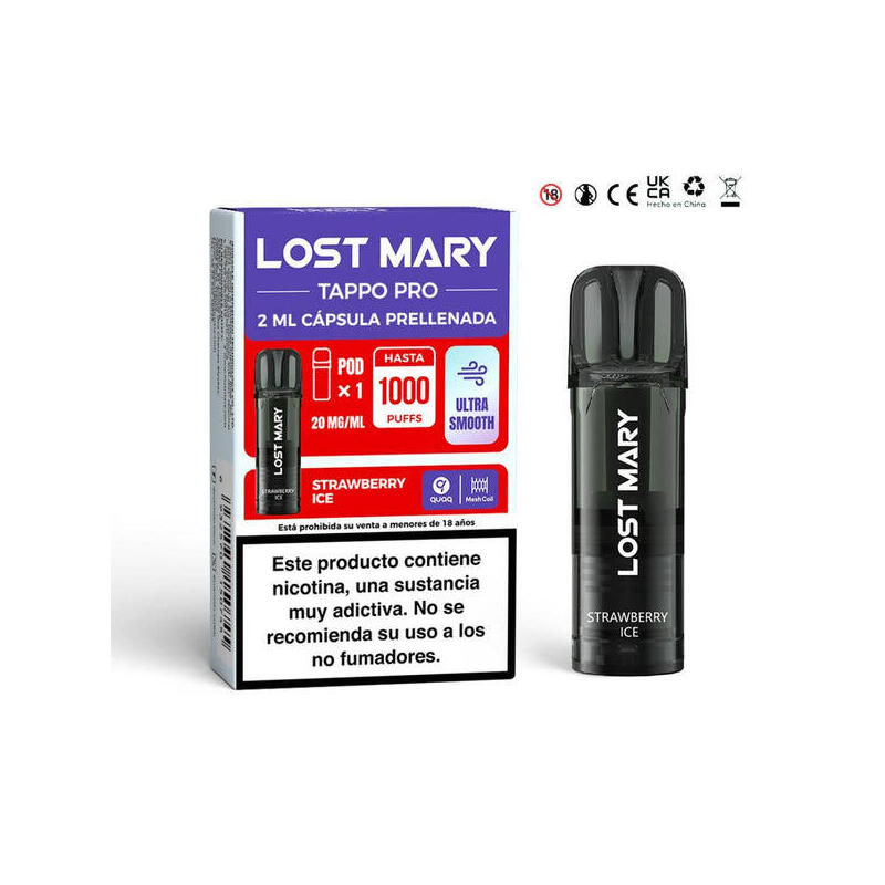 Pack De 10 Unidades Lost Mary Tappo Pro 2mlx1 2% Strawberry Ice