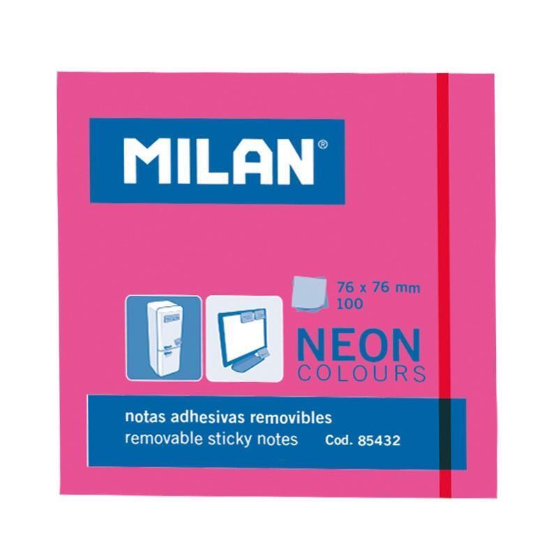 Pack De 10 Unidades Milan Bloc Notas Adhesivas 100 Hojas 76x76mm Rosa Neón