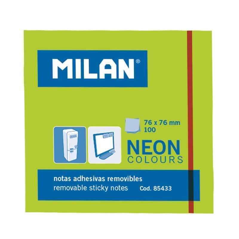 Pack De 10 Unidades Milan Bloc Notas Adhesivas 100 Hojas 76x76mm Verde Neón