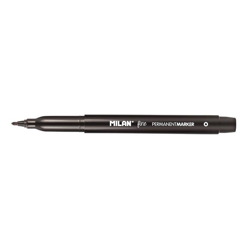 Pack De 10 Unidades Milan Rotuladores Permanentes Punta Fina - Punta 2mm - Tinta A Base De Alcohol - Color Negro