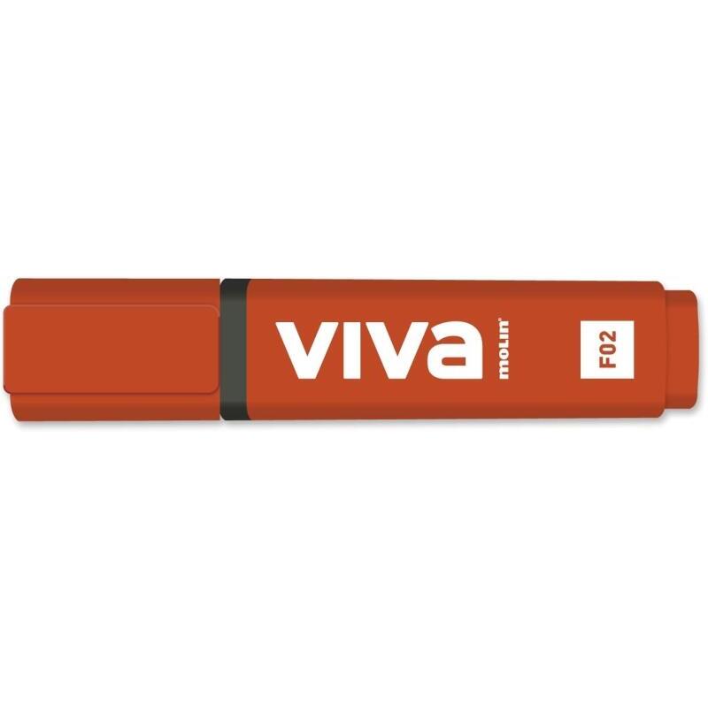 Pack De 10 Unidades Molin Viva Marcador Fluorescente - Trazo Entre 1 Y 5mm - Tinta Con Base De Agua - Rojo