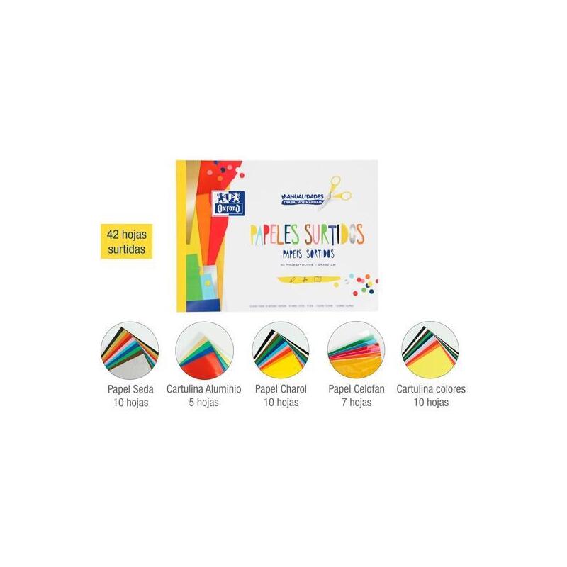 Pack De 10 Unidades Oxford Bloc Papeles Surtidos Manualidades 42h A4 Colores Surtidos