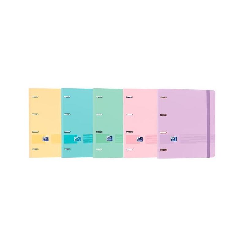 Pack De 10 Unidades Oxford Live & You Carpeta 4 Anillas Europeanbinder 360º Polyfoam C/ Recambio 100h 5x5 A4+ Surtidos Colores Pastel