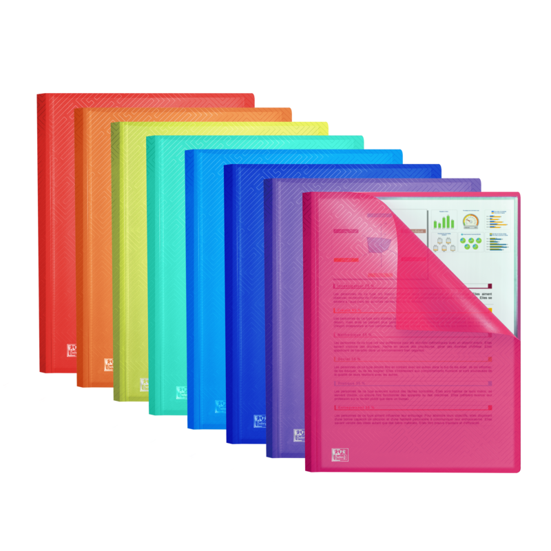 Pack De 10 Unidades Oxford Urban A4 Carpeta De Fundas Soldadas - Tapa De Plastico Translucido - 100 Fundas - Colores