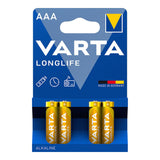Pack De 10 Unidades - Pila Alkalina Varta Aaa - Lr03 Longlife (Blister 4 Unid.) Ø10,5x44,5mm