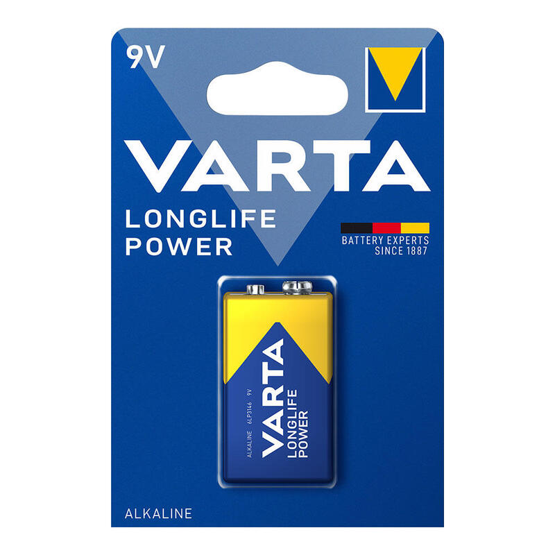 Pack De 10 Unidades - Pila Varta Alkalina Longlife Power 6lr61 9v (Blister 1 Unid.) 26,5x17,5x48,5mm
