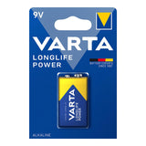 Pack De 10 Unidades - Pila Varta Alkalina Longlife Power 6lr61 9v (Blister 1 Unid.) 26,5x17,5x48,5mm