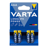 Pack De 10 Unidades - Pila Varta Alkalina Longlife Power Aaa - Lr03 (Blister 4 Unid.) Ø10,5x44,5mm