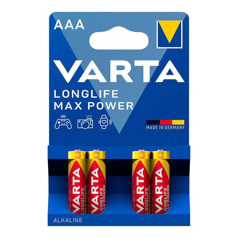 Pack De 10 Unidades - Pila Varta Longlife Max Power Aaa - Lr03 (Blister 4 Unid.) Ø10,5x44,5mm