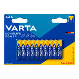 Pack De 10 Unidades - Pila Varta Longlife Power Aaa - Lr03 (Blister 14+6 Unid.) Ø10,5x44,5mm