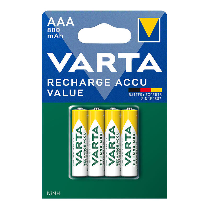 Pack De 10 Unidades - Pila Varta Recargable Accu Aaa - Lr03 800ma (Blister 4 Unid.) Ø10,5x44,5mm