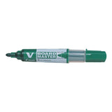 Pack De 10 Unidades Pilot V-Board Master Begreen Rotulador Para Pizarra Blanca - Punta Redonda 6mm - Trazo 2.3mm - 91% Plastico Reciclado - Recargable - Color Verde