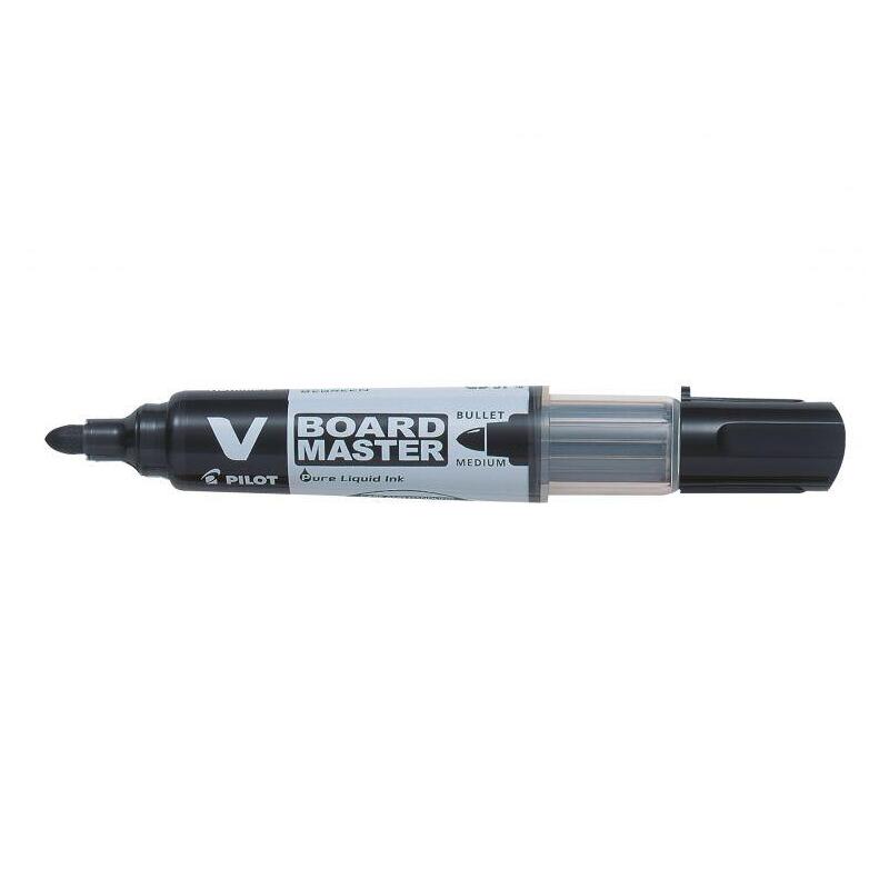 Pack De 10 Unidades Pilot V-Board Master Begreen Rotulador Para Pizarra Blanca - Punta Redonda 6mm - Trazo 2.3mm - 91% Plastico Reciclado - Recargable - Color Negro