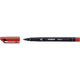 Pack De 10 Unidades Stabilo Ohpen Rotulador Permanente - Punta Media - Trazo De 1mm - Agarre Antideslizante - Tapon Ventilado - Color Rojo