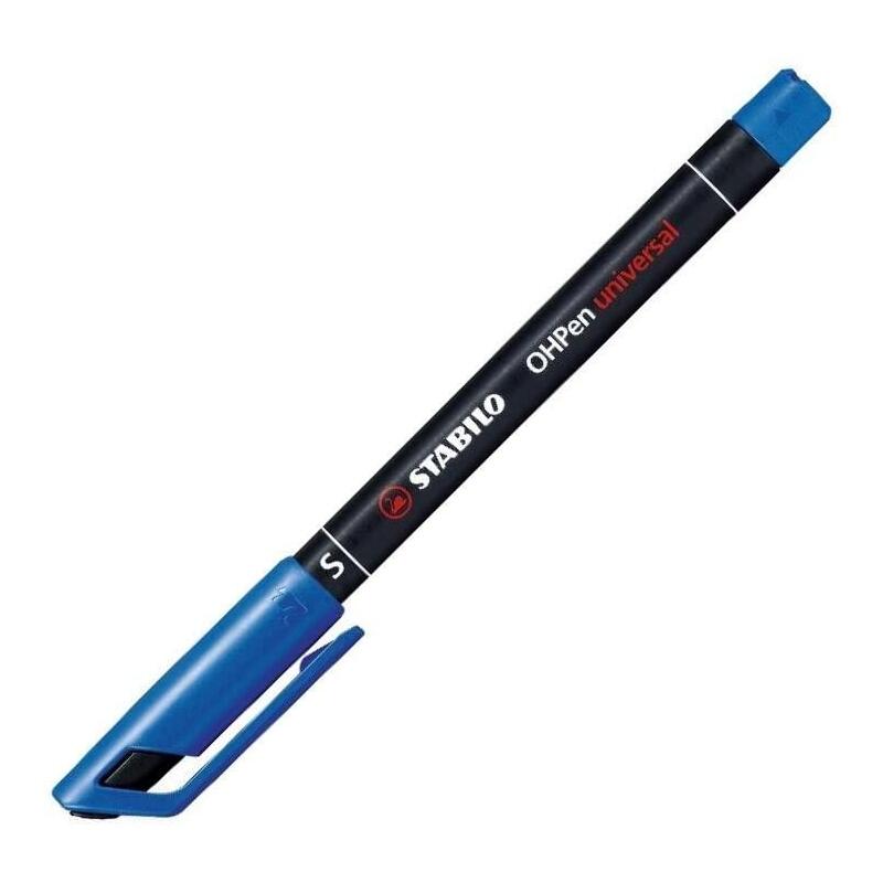 Pack De 10 Unidades Stabilo Ohpen Rotulador Permanente - Punta Superfina - Trazo De 0.4mm - Agarre Antideslizante - Tapon Ventilado - Color Azul