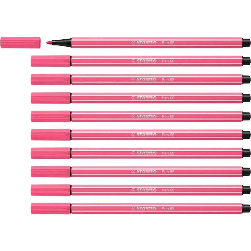 Pack De 10 Unidades Stabilo Pen 68 Rotulador De Punta De Fibra - Trazo De 1mm Aprox. - Tinta Con Base De Agua - Color