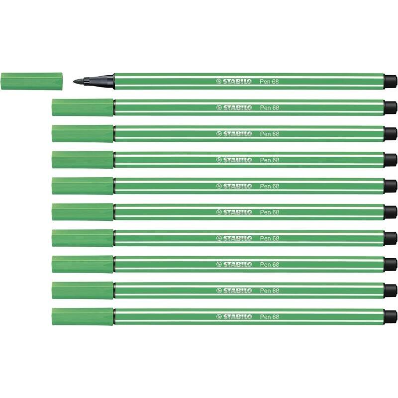 Pack De 10 Unidades Stabilo Pen 68 Rotulador De Punta De Fibra - Trazo De 1mm Aprox. - Tinta Con Base De Agua - Color