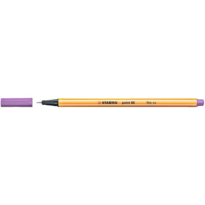 Pack De 10 Unidades Stabilo Point 88 Rotulador De Punta Fina De Fibra - Trazo De 0.4 Mm - Tinta Con Base De Agua - Color Lila Claro