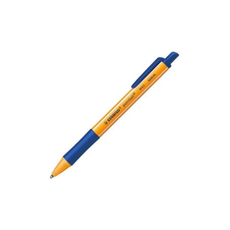 Pack De 10 Unidades Stabilo Pointball Boligrafo Retractil Punta De 1mm - Tinta Con Base De Aceite - Recargable - 79% Plastico Reciclado - Grip Antideslizante - Color Azul