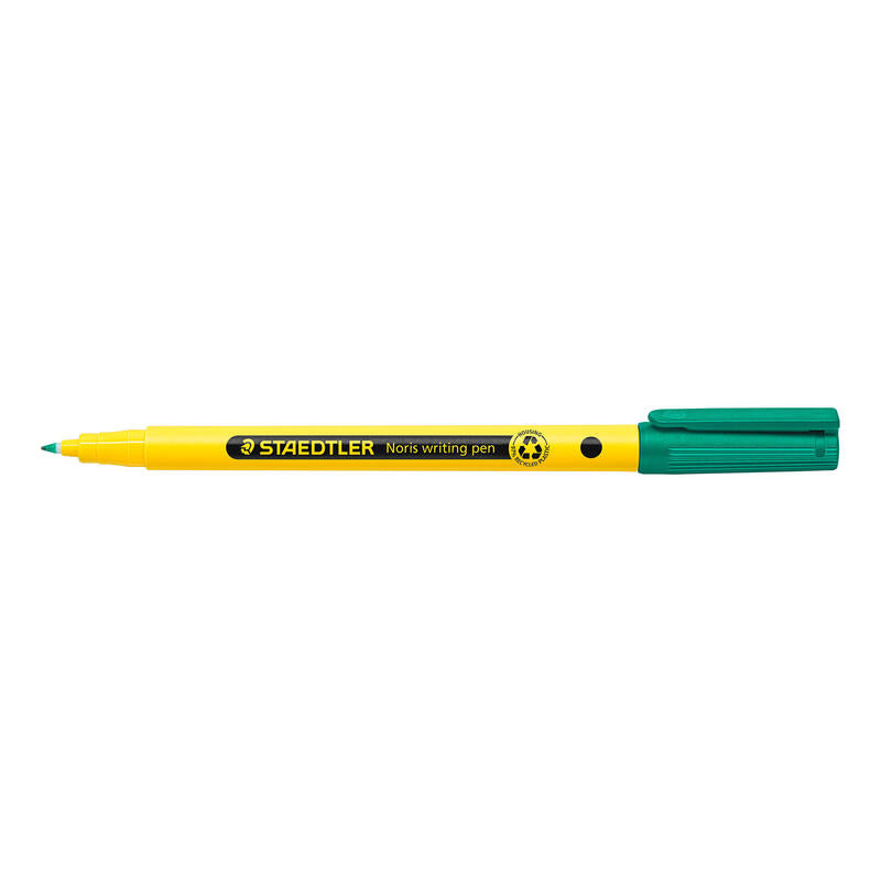 Pack De 10 Unidades Staedtler 307 Noris Writing Pen Rotulador De Punta Fina - Trazo 0.6mm Aprox - Tinta Base De Agua - Cuerpo Fabricado En Un 97% De Plastico Reciclado - Color Verde