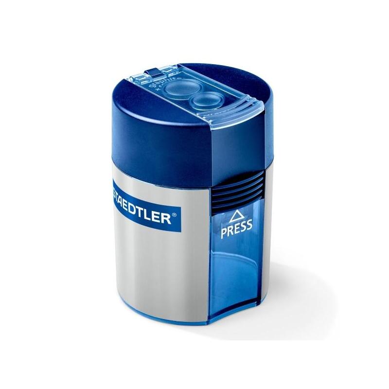 Pack De 10 Unidades Staedtler 512 Sacapuntas De 2 Orificios Con Deposito - Para Lapices De 8.2mm Y 10.2mm - Azul