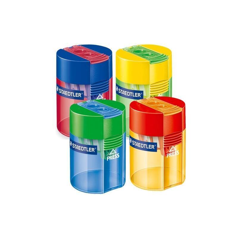 Pack De 10 Unidades Staedtler Afilalápices Doble 512 Depósito Transparente Colores Surtidos