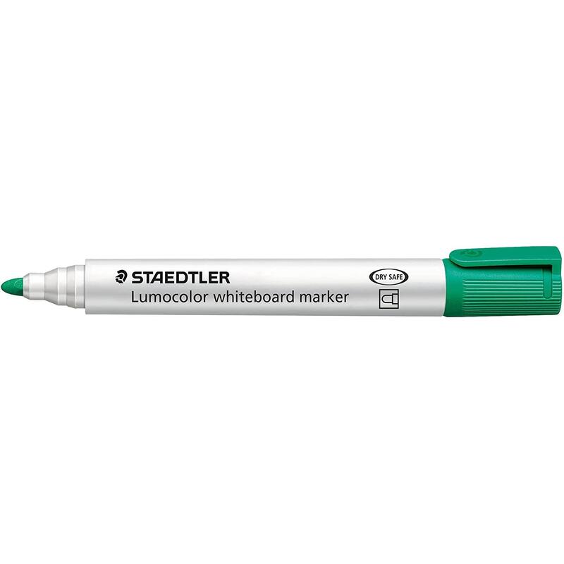 Pack De 10 Unidades Staedtler Lumocolor 351 Rotulador Para Pizarra Blanca - Punta Redonda - Trazo 2mm - Capuchon Con Clip - Color Verde