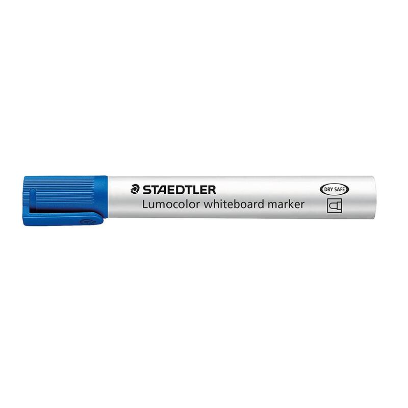 Pack De 10 Unidades Staedtler Lumocolor 351 Rotulador Para Pizarra - Punta Redonda - Trazo 2mm - Capuchon Con Clip - Color Azul