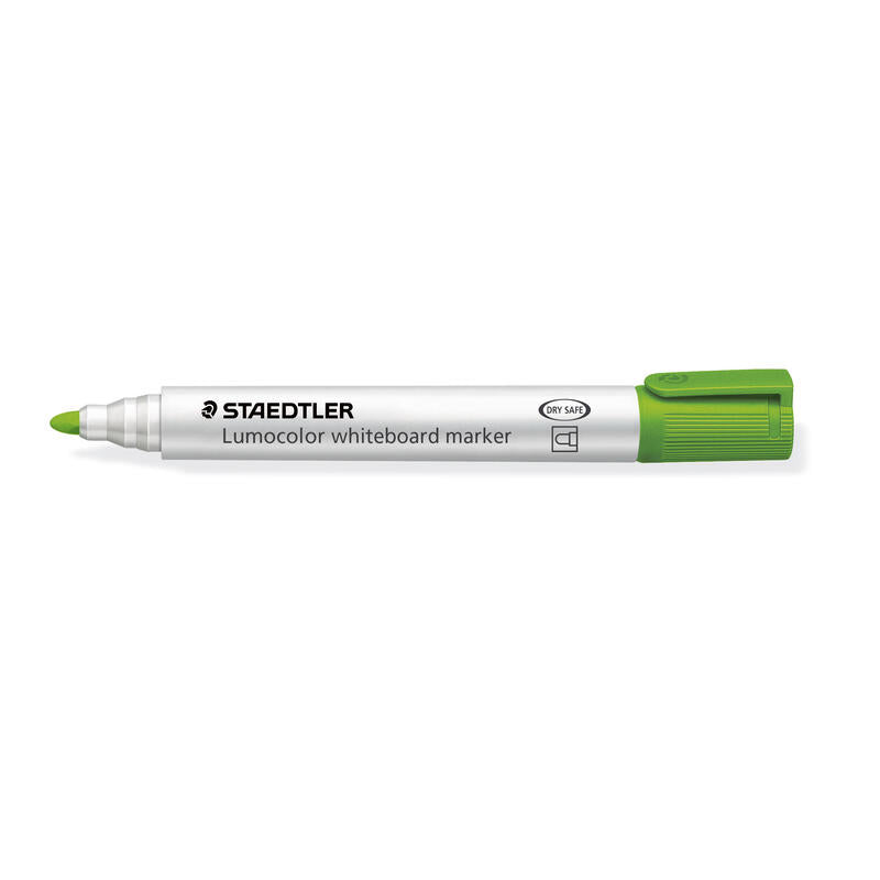 Pack De 10 Unidades Staedtler Lumocolor 351 Rotulador Para Pizarra - Punta Redonda - Trazo 2mm - Capuchon Con Clip - Color Verde Lima