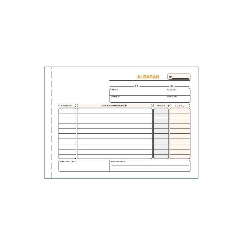 Pack De 10 Unidades Talonario Albaranes Cuarto Apaisado Duplicado Autocopia