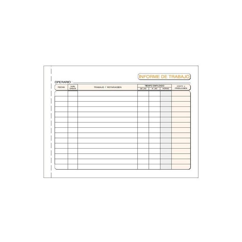 Pack De 10 Unidades Talonario Informe De Trabajo Octavo Apaisado Duplicado Autocopia