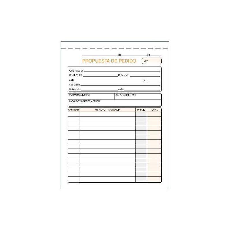 Pack De 10 Unidades Talonario Pedidos Cuarto Natural Sin Copia