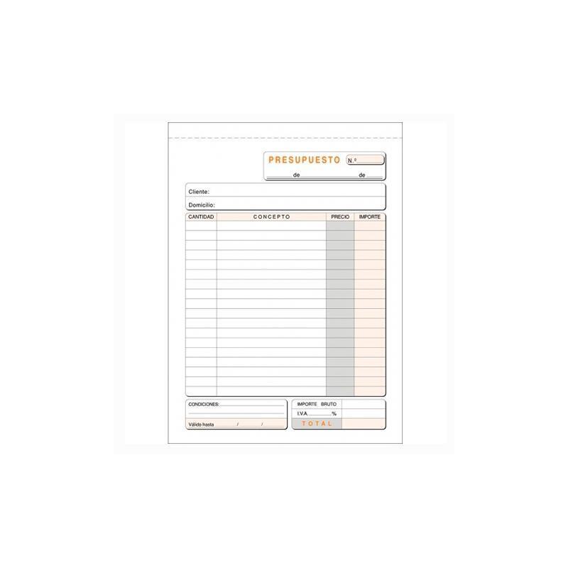 Pack De 10 Unidades Talonario Presupuesto Cuarto Natural Duplicado Autocopia