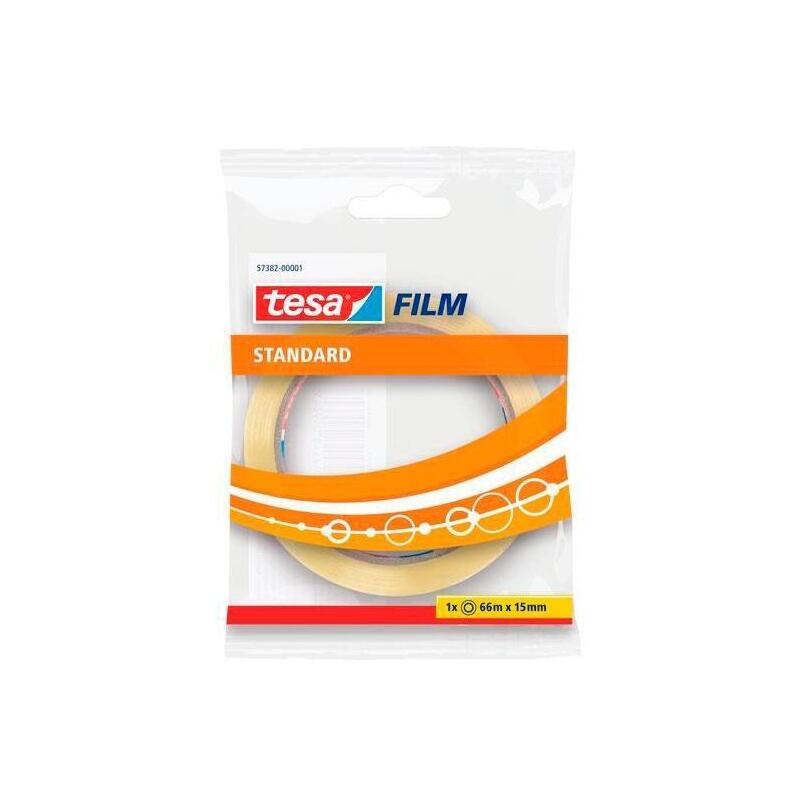 Pack De 10 Unidades Tesa Film Cinta Adhesiva Transparente Standard 15mm X 66m En Bolsita