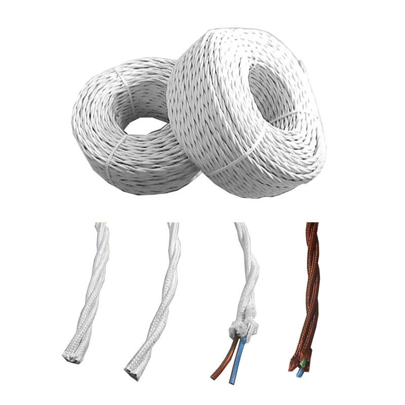 Pack De 100 Unidades - Cable Paralelo Textil Trenzado H05v-K 3 G 1,00 Mm² Blanco Euro/M
