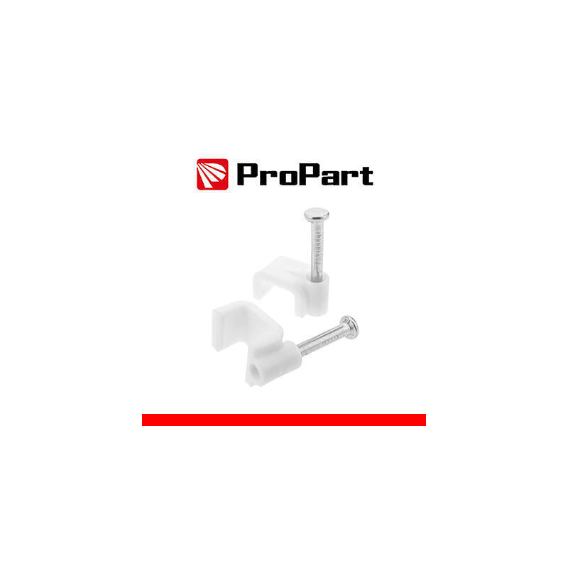 Pack De 100 Unidades Clavijas Con Abrazadera Para Cable Plano 6mm Blanco 100pcs