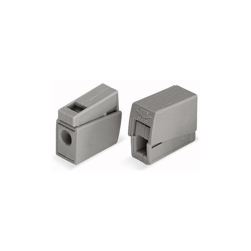 Pack De 100 Unidades - Conector Rápido En Linea Presilla 2 Conductores, 1 Rígido + 1 Rígido, Semirígido O Flexible; Ø Máximo 2,5 Mm², Gris