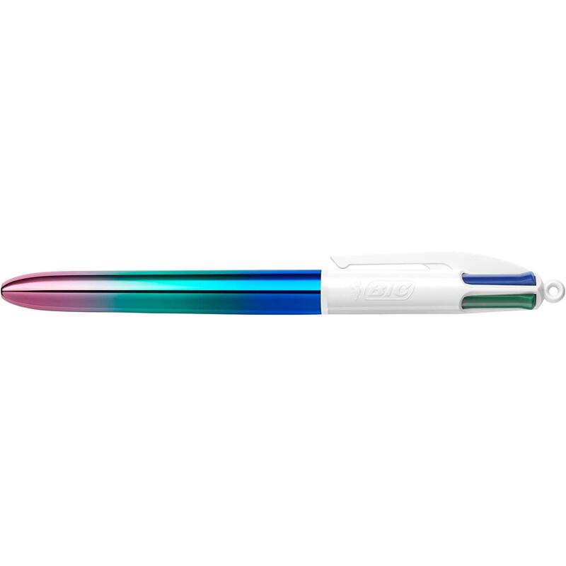 Pack De 12 Unidades Bic 4 Colours Gradient Boligrafo De Bola Retractil - Punta Media De 1.0mm - Tinta Con Base De Aceite - Cuerpo Blanco/Degradado Tricolor - 4 Colores