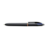 Pack De 12 Unidades Bic 4 Colours Pro Boligrafo De Bola Retractil - Punta De 1mm - Trazo De 0.4mm - Tinta Con Base De Aceite - Cuerpo Negro - 4 Colores