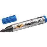 Pack De 12 Unidades Bic Marking 2000 Ecolutions Rotulador Permanente - Punta De 4.95 Mm - Tinta Con Base De Alcohol - Ecologico - Secado Rapido - Color Azul